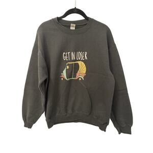 Unisex Sweatshirt Rickshaw M Black Cotton Fleece Lined Graphic Print Long Sleeve